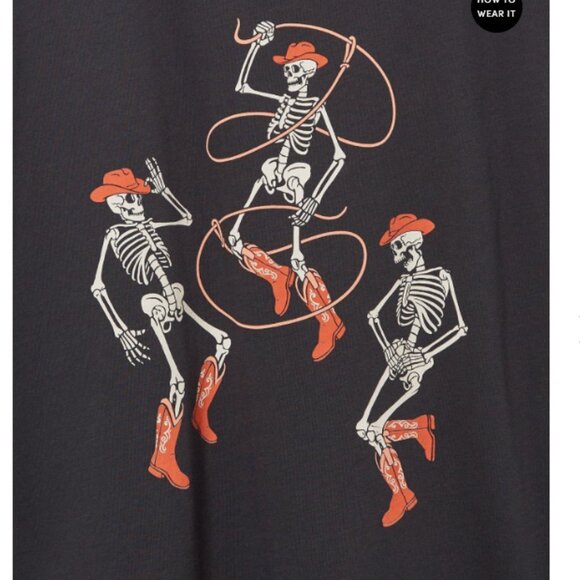 Large - TORRID Cowboy Skeletons Heritage Jersey Dolman T-Shirt NEW - Picture 2 of 4
